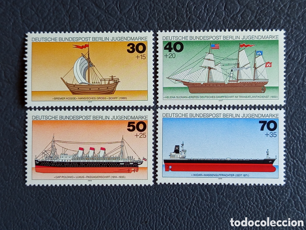 Sellos: Berl&iacute;n 1977 Vapores y Veleros Hist&oacute;ricos Serie Completa Michel 536/39 MNH