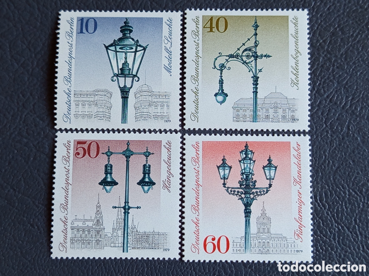 Sellos: Berl&iacute;n 1979 Serie Completa Farolas Hist&oacute;ricas 4 Valores Michel 590/93 MNH