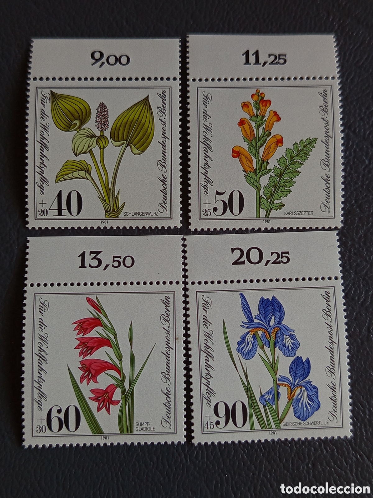 Sellos: Berl&iacute;n 1981 Orqu&iacute;deas Beneficencia Serie Completa Borde Hoja Michel 646/49 MNH