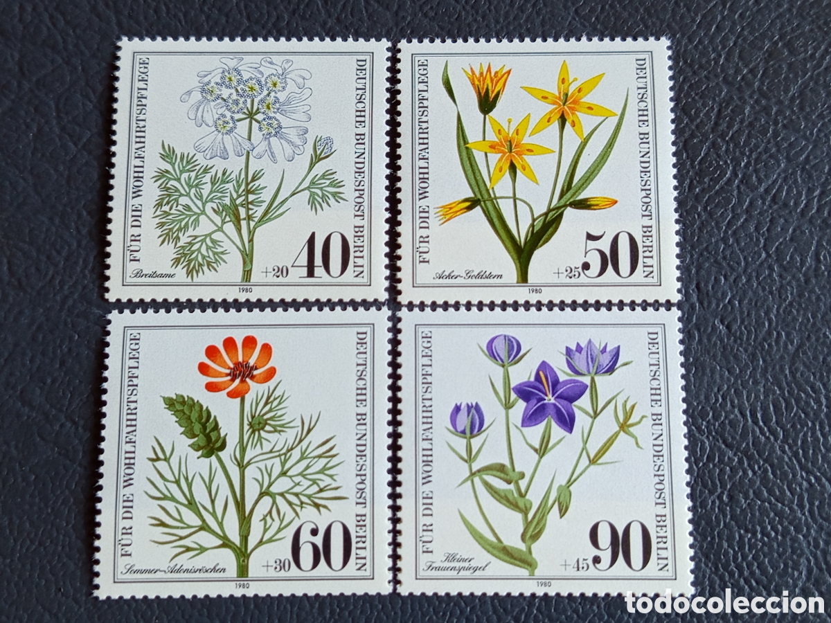 Sellos: Berl&iacute;n 1980 Flores Beneficencia Serie Completa 4 Valores Michel 628/31 MNH
