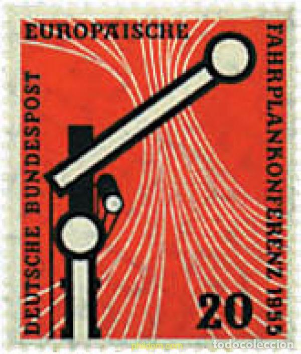 Sellos: 56276 MNH ALEMANIA FEDERAL 1955 CONFERENCIA EUROPEA DE HORARIOS FERROVIARIOS