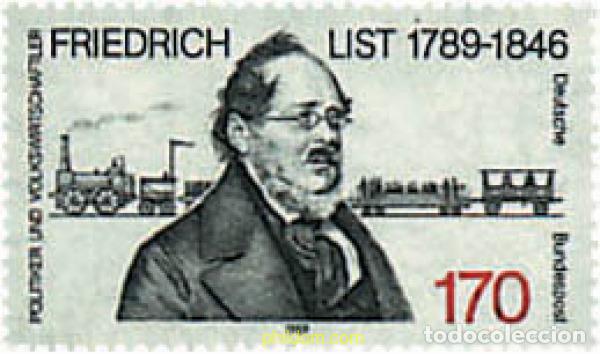 Sellos: 56385 MNH ALEMANIA FEDERAL 1989 200 ANIVERSARIO DEL NACIMIENTO DE FRIEDERICH LIST