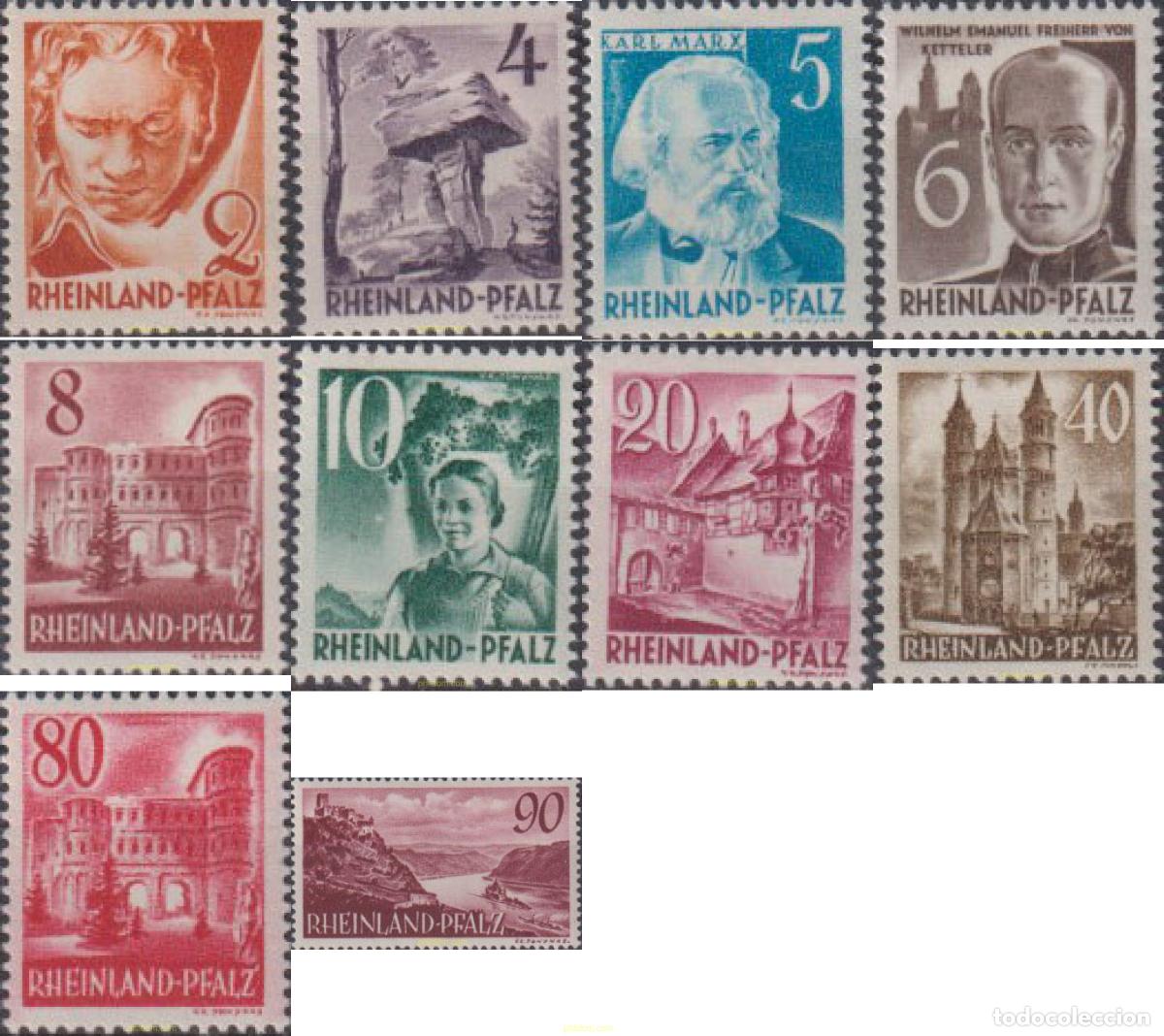 Sellos: 56401 MNH ALEMANIA. Rheinland-Pfalz 1948 SERIE BASICA