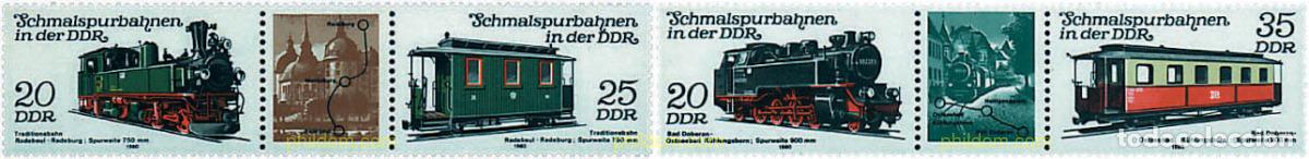Sellos: 290041 MNH ALEMANIA DEMOCRATICA 1980 FERROCARRILES DE VIA ESTRECHA