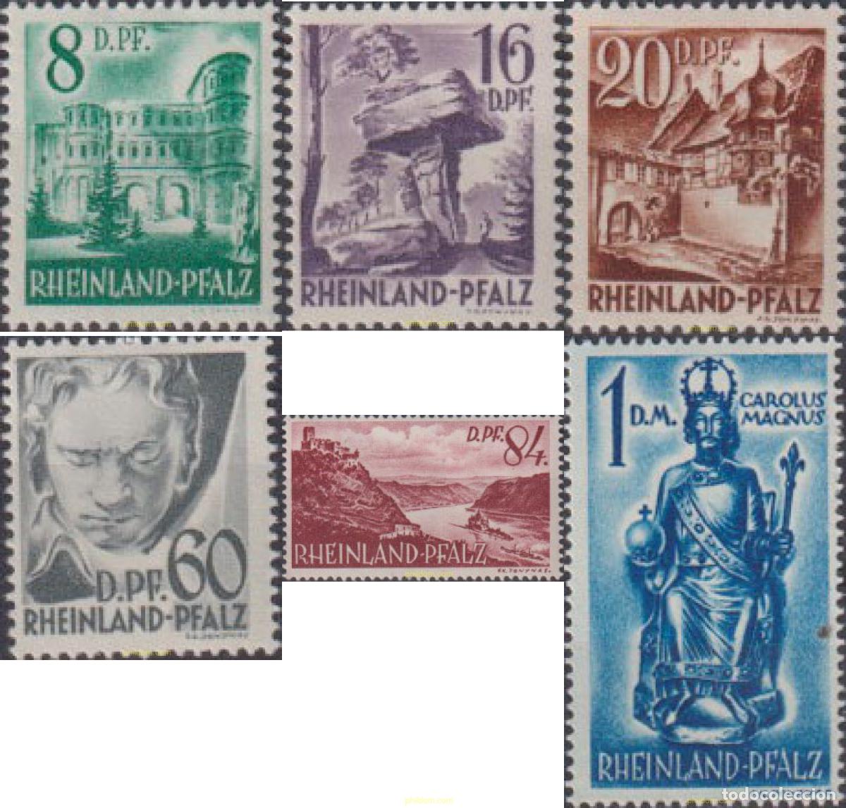 Sellos: 673453 HINGED ALEMANIA. Rheinland-Pfalz 1948 SERIE BASICA