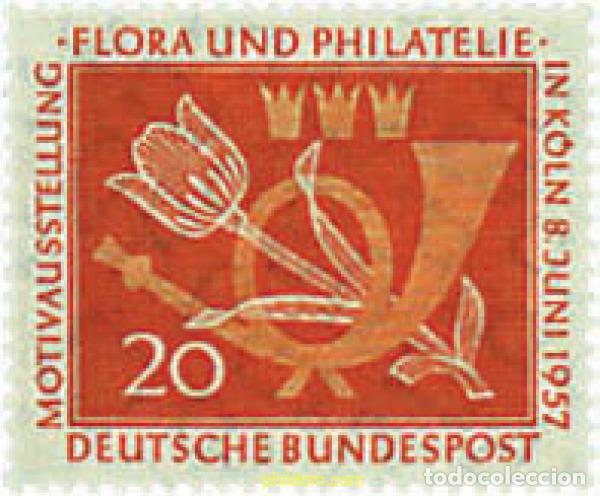 Sellos: 300416 HINGED ALEMANIA FEDERAL 1957 EXPOSICION FLORA Y FILATELIA EN COLONIA