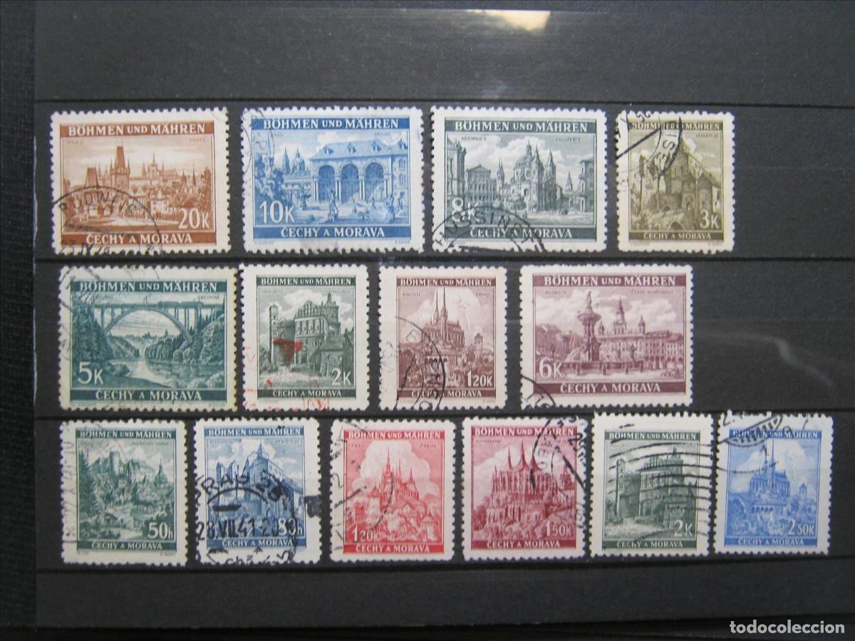 Sellos: ALEMANIA OCUPACI&Oacute;N BOHEMIA MORAVIA 1940 SERIE YVERT 47/60 USADOS PERFECTOS.