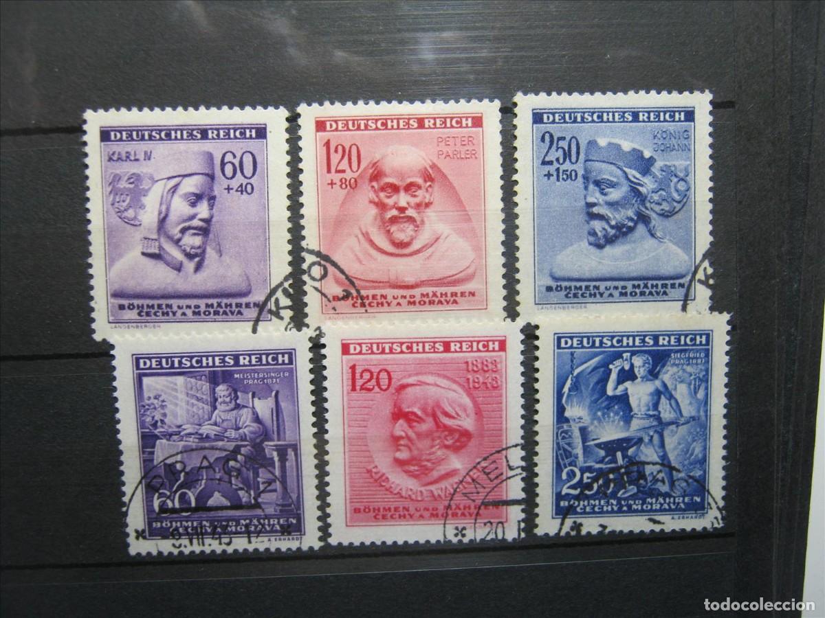 Briefmarken: ALEMANIA OCUPACI&Oacute;N BOHEMIA MORAVIA 1943 SERIE YVERT 102/104 Y 107/108 USADOS PERFECTOS.