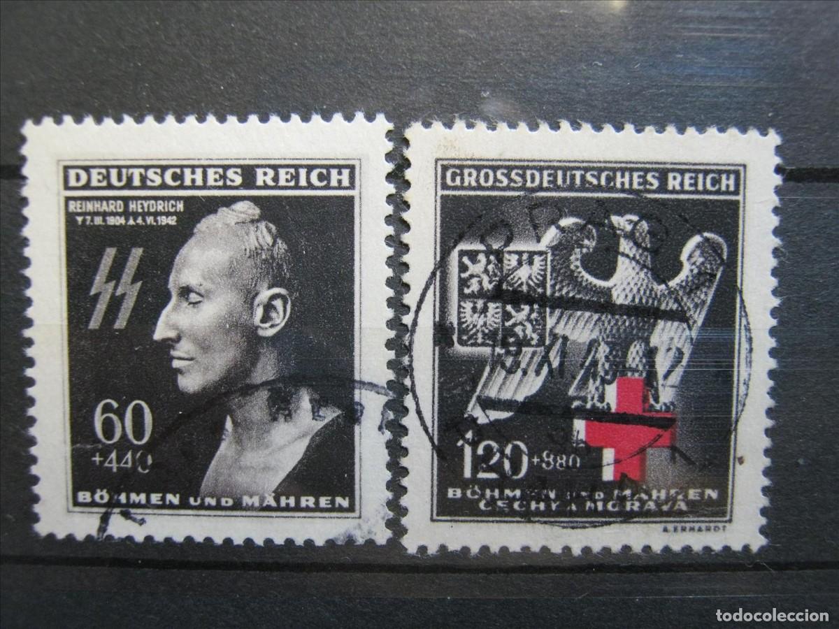 Briefmarken: ALEMANIA OCUPACI&Oacute;N BOHEMIA MORAVIA 1943 SERIE YVERT 110 Y 111 USADOS PERFECTOS.