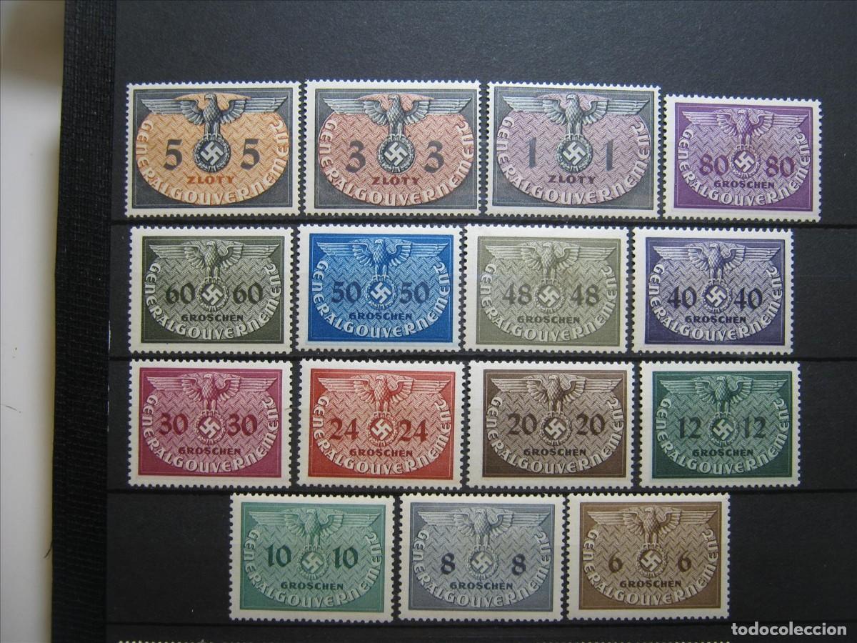 Sellos: ALEMANIA OCUPACI&Oacute;N POLONIA SERVICIO SERIE MICHEL 1/15 MH* LUJO.