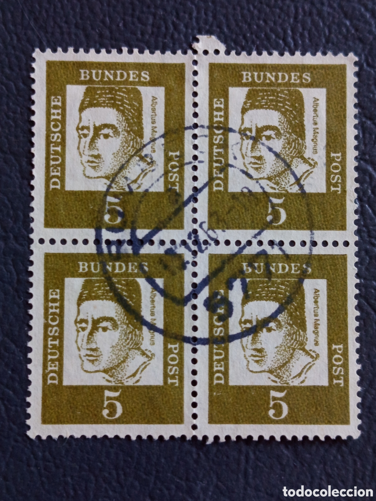 Sellos: Bloque 4 Sellos Alemania 1961 Alberto Magno 5 Pf Usado | Cat&aacute;logo Michel N&ordm; 371