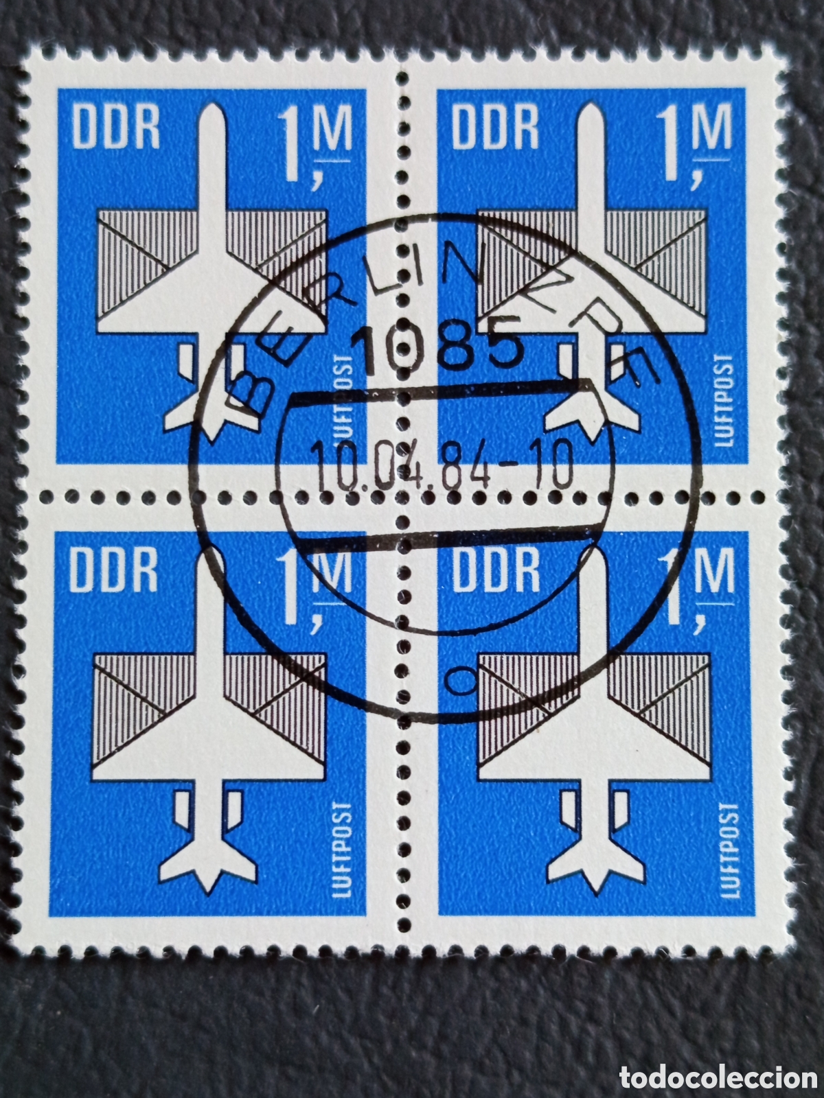Sellos: Bloque 4 Sellos Alemania Oriental DDR 1982 Correo A&eacute;reo Usado | Cat. Mi# 2741