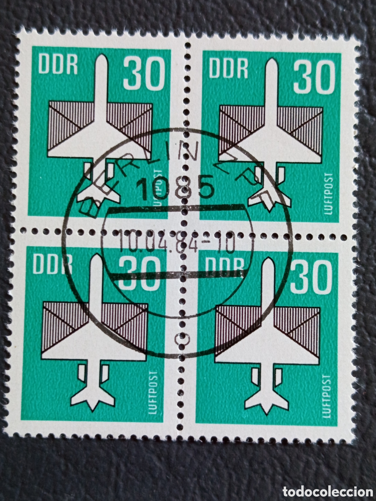 Sellos: Bloque 4 Sellos Alemania Oriental DDR 1982 Correo A&eacute;reo Usado | Cat. Mi# 2737 (