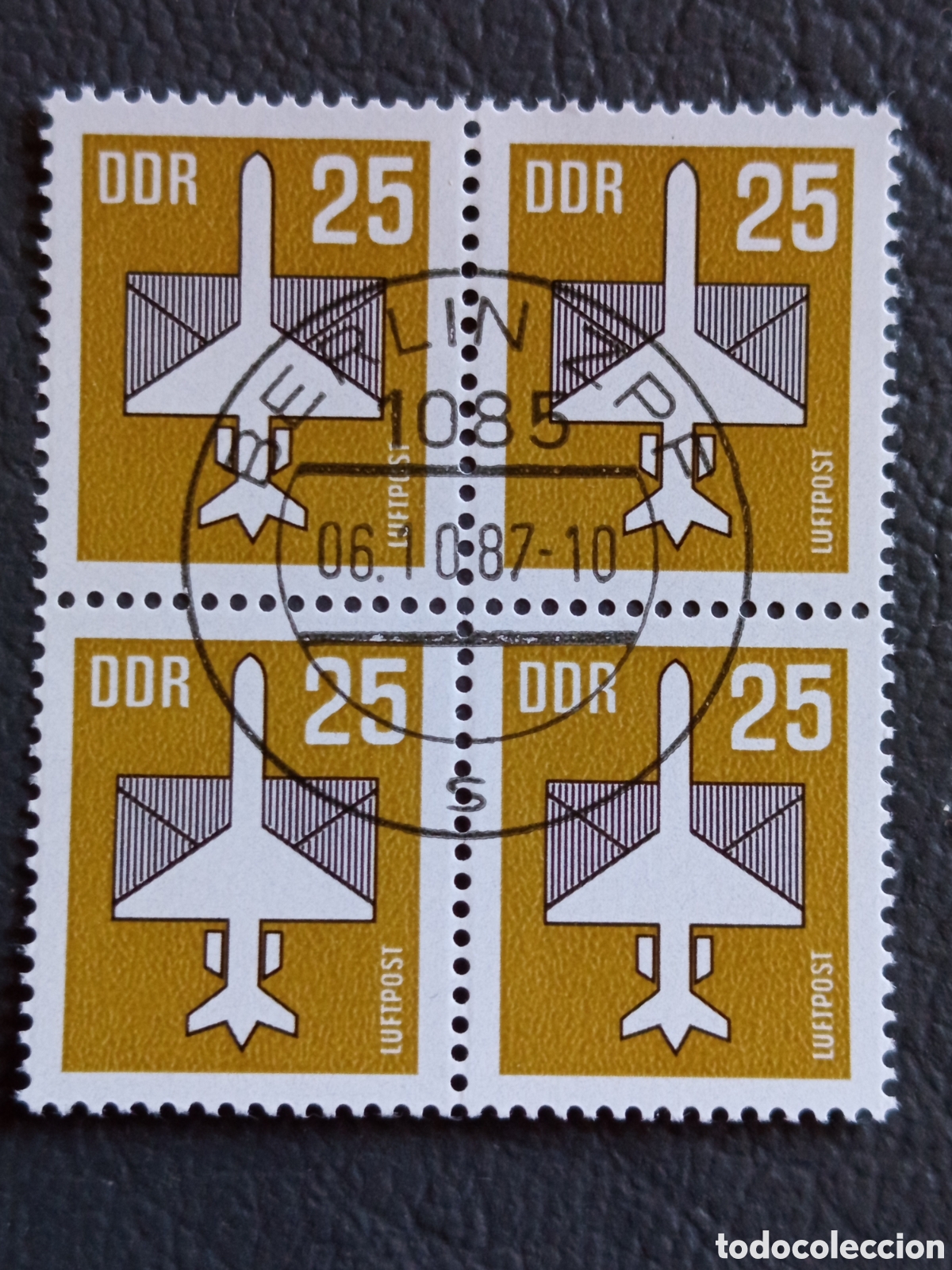 Sellos: Bloque 4 Sellos Alemania Oriental DDR 1982 Correo A&eacute;reo Usado | Cat. Mi# 2736