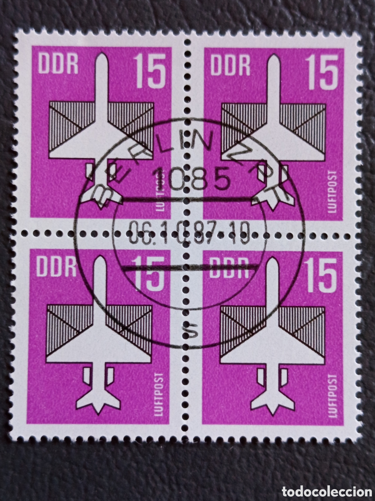 Sellos: ,Bloque 4 Sellos Alemania Oriental DDR 1982 Correo A&eacute;reo Usado | Cat. Mi# 2734