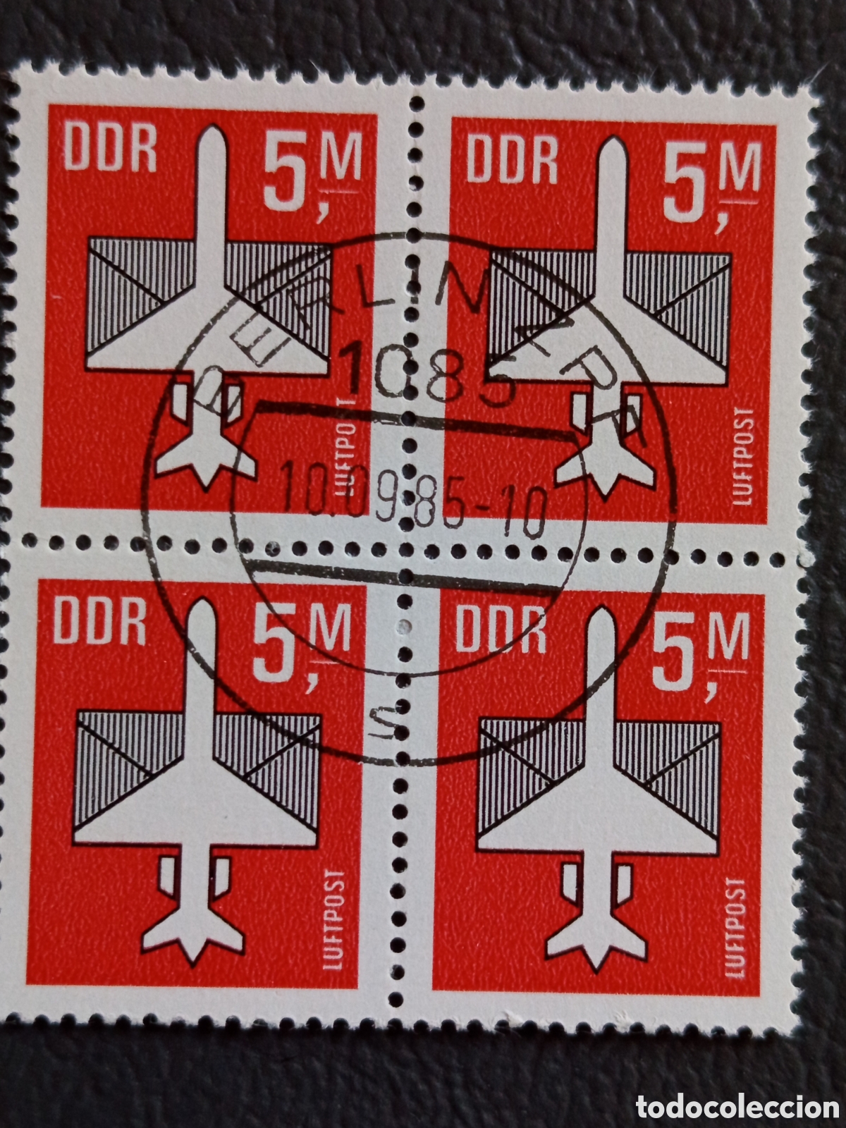 Sellos: Bloque 4 Sellos Alemania Oriental DDR 1982 Correo A&eacute;reo Usado | Cat. Mi# 2744