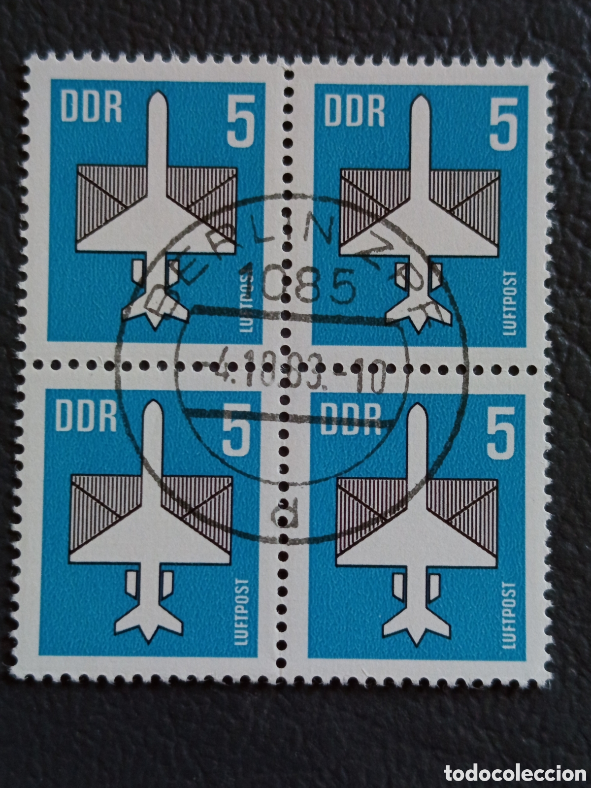 Sellos: Bloque 4 Sellos Alemania Oriental DDR 1982 Correo A&eacute;reo Usado | Cat. Mi# 2732
