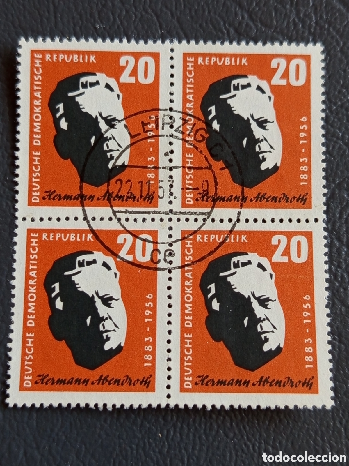 Sellos: Bloque 4 Sellos Alemania Oriental DDR 1957 Joachim Jungius Usado | Cat. Mi# 592