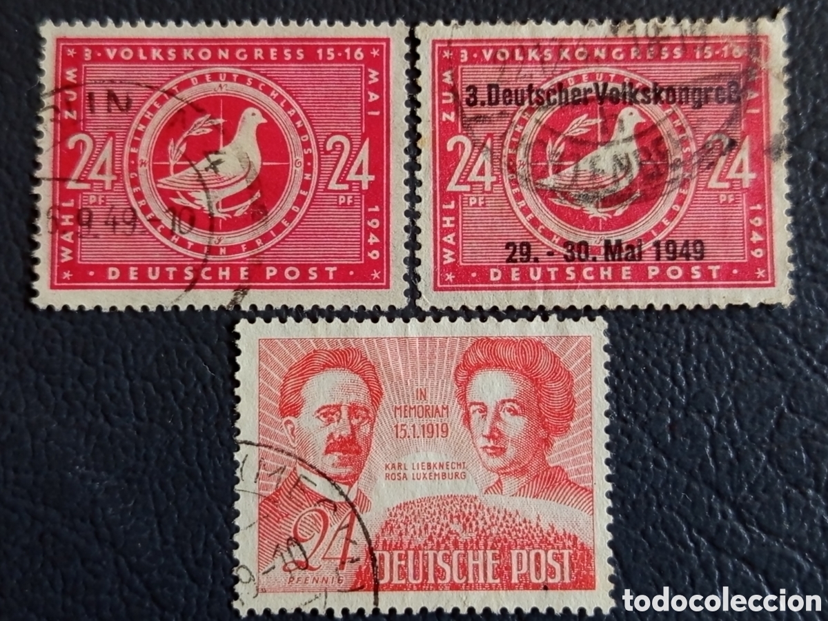 Sellos: Lote 3 Sellos Alemania Oriental DDR 1958 Carl Zei&szlig; Usados