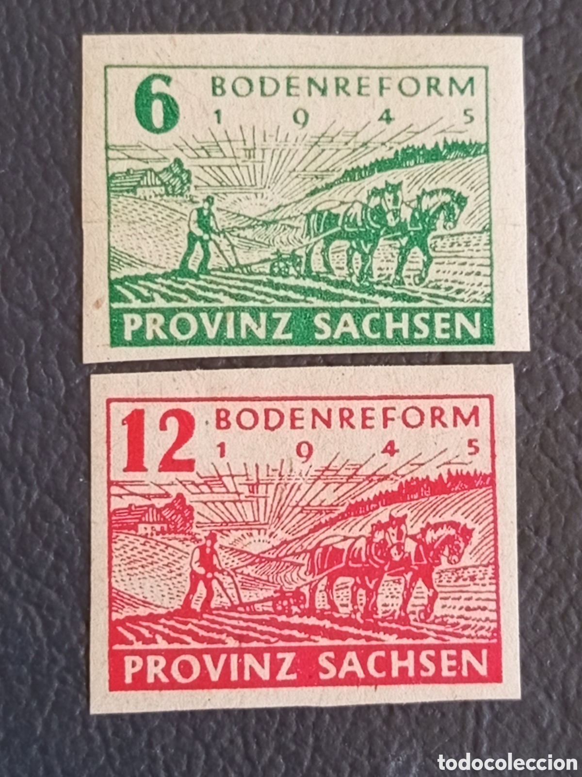 Sellos: Lote 2 Sellos Alemania Sajonia Bodenreform Mi. 82/83 MH