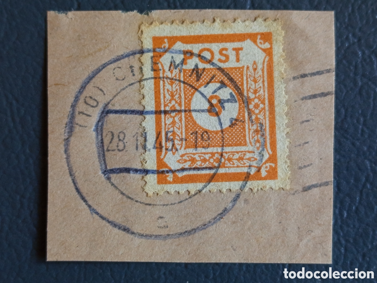 Stamps: Sello Alemania Sajonia Oriental (1945) Mi. 43 Fragmento Usado