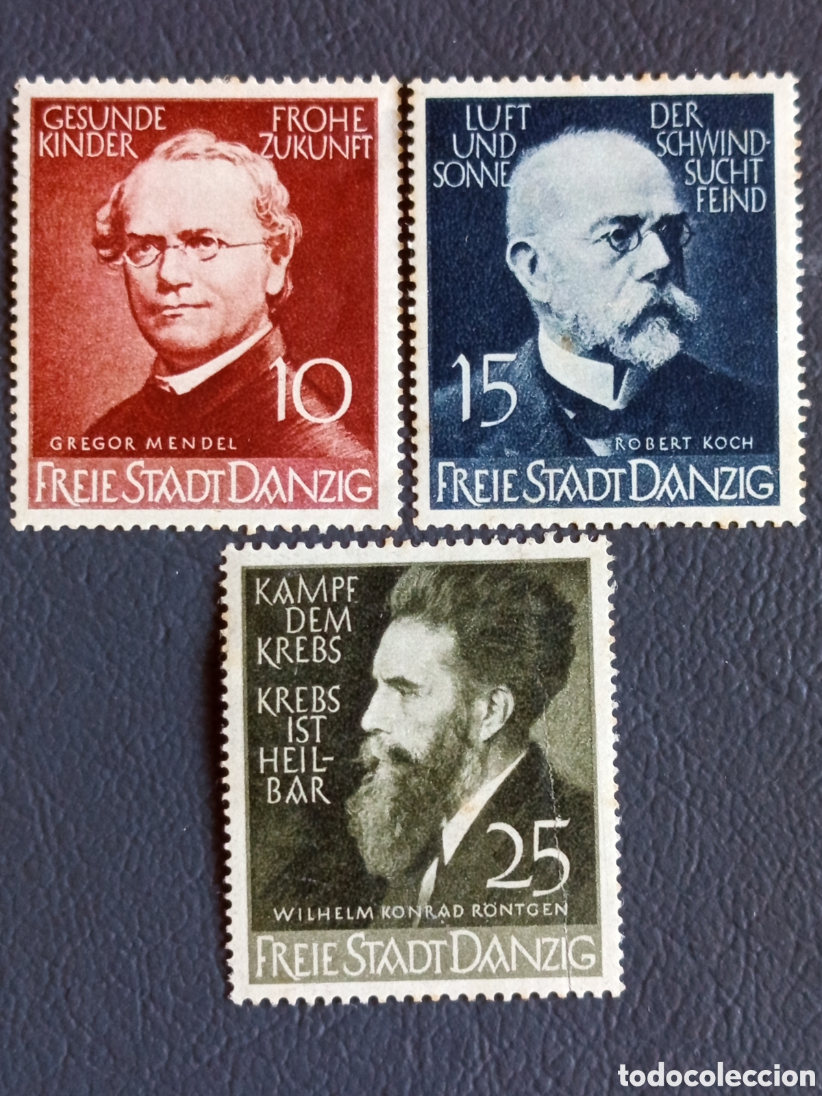 Selos: Lote 3 Sellos Alemania Danzig (1939) Cient&iacute;ficos Mi. 294/296 MH