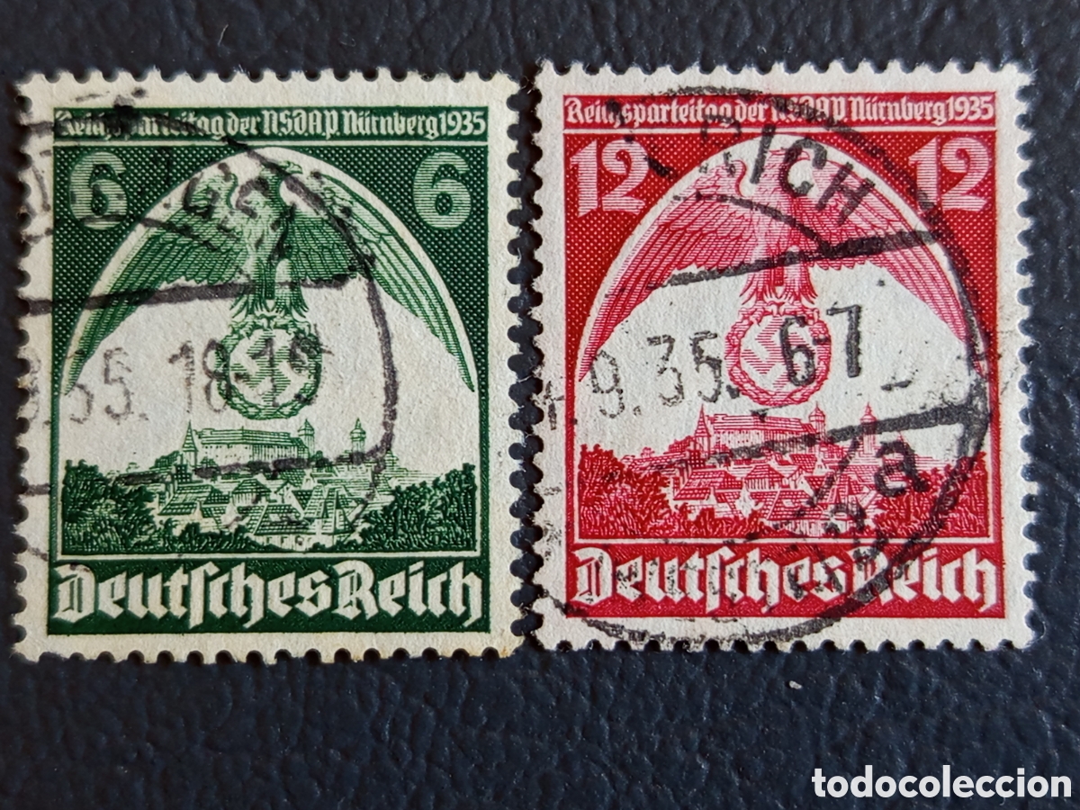 Selos: Lote 2 Sellos Alemania III Reich (1935) Congreso de N&uacute;remberg Mi. 586/587 Usados