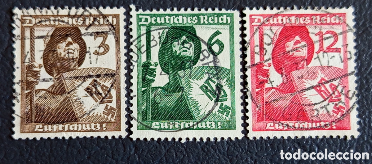 Selos: Lote 3 Sellos Alemania III Reich (1944) Defensa Antia&eacute;rea Mi. 866/868 Usados