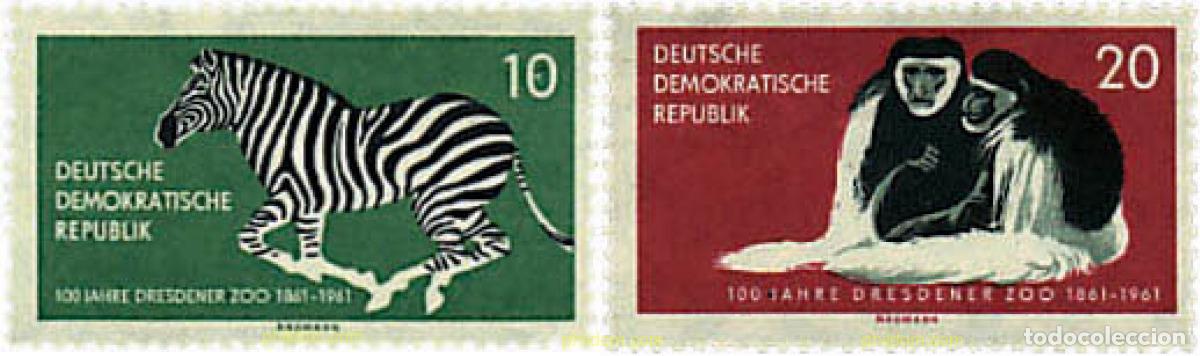 Sellos: 211104 HINGED ALEMANIA DEMOCRATICA 1961 CENTENARIO DEL PARQUE ZOOLOGICO DE DRESDE.
