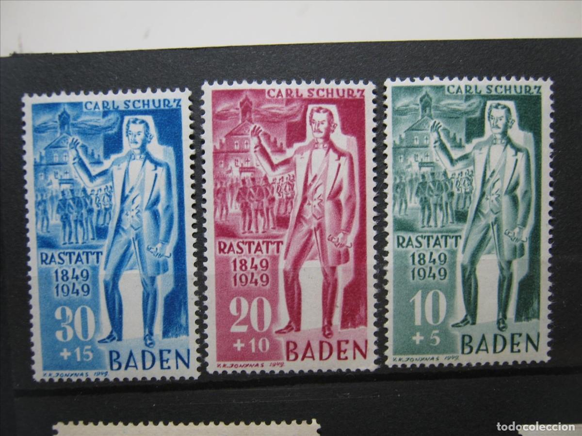 Timbres: ALEMANIA BADEN 1949 SERIE YVERT 53/55 MH* LUJO.