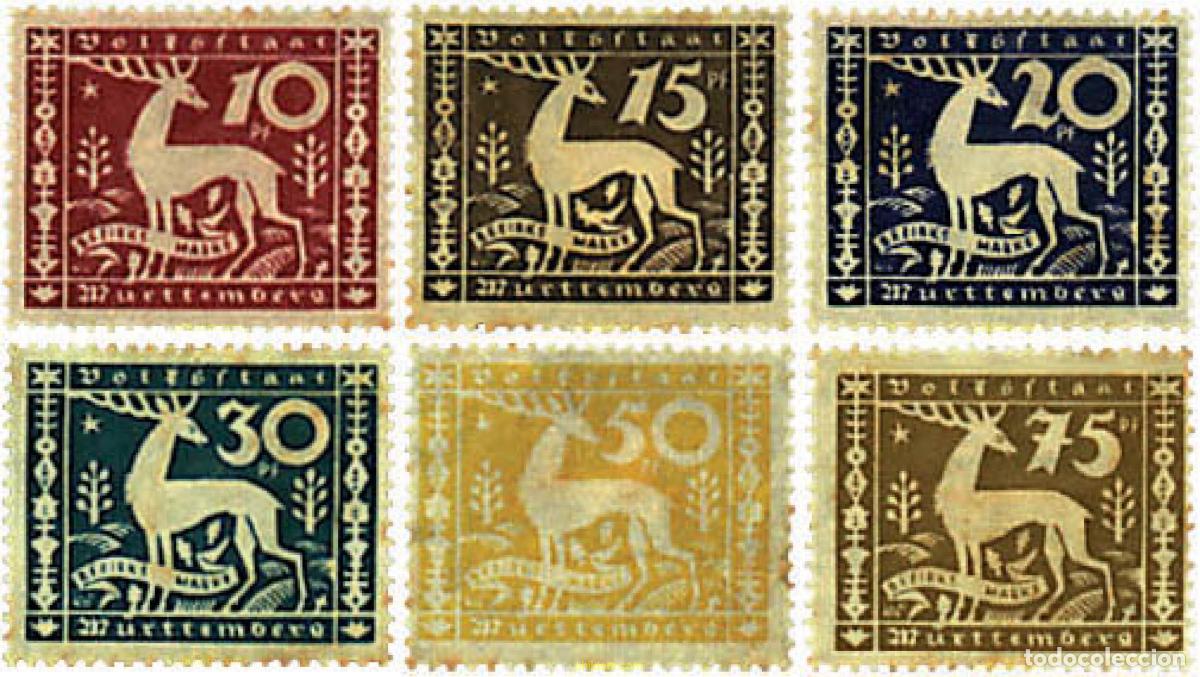 Sellos: 366926 HINGED ALEMANIA. Wurttemberg 1920 CIERVOS