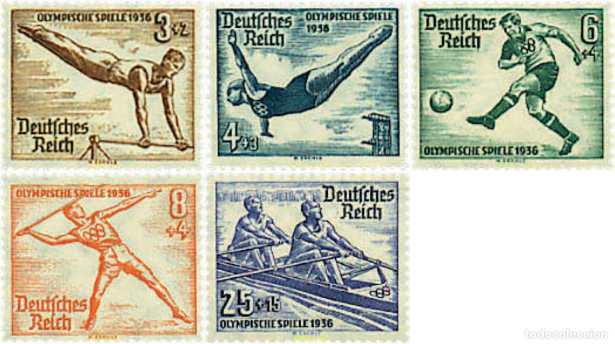 Sellos: 622328 HINGED ALEMANIA 1936 11 JUEGOS OLIMPICOS VERANO BERLIN 1936