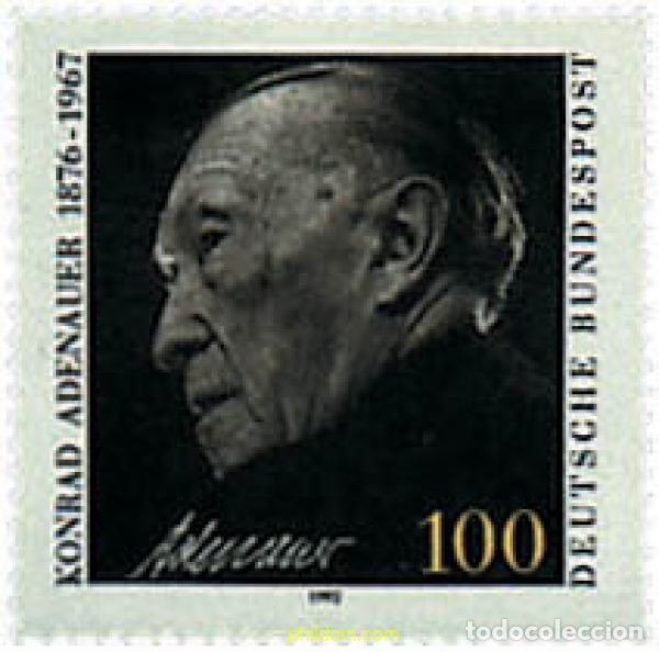 Sellos: 146093 MNH ALEMANIA FEDERAL 1992 25 ANIVERSARIO DE LA MUERTE DE KONRAD ADENAUER
