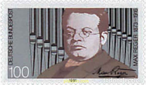 Sellos: 65059 MNH ALEMANIA FEDERAL 1991 75 ANIVERSARIO DE LA MUERTE DE MAX REGER