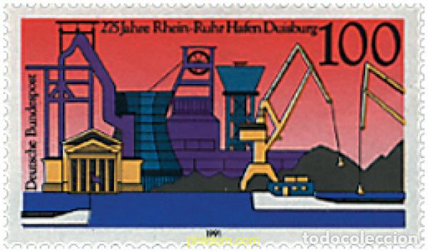 Sellos: 56388 MNH ALEMANIA FEDERAL 1991 275 ANIVERSARIO DEL PUERTO DE DUISBURG