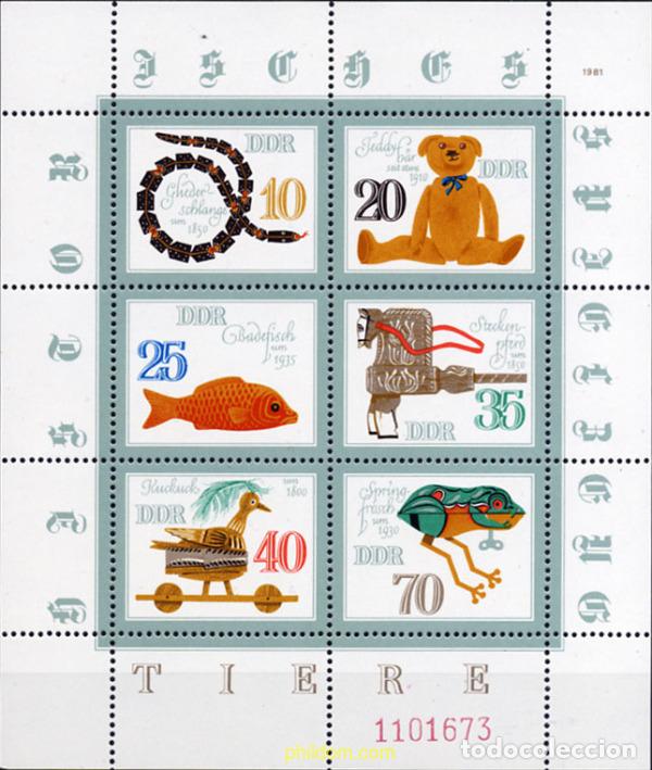 Sellos: 365196 MNH ALEMANIA DEMOCRATICA 1981 JUGUETES HISTORICOS DE ANIMALES