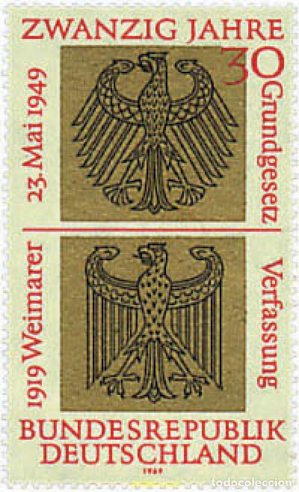 Sellos: 64923 MNH ALEMANIA FEDERAL 1969 20 ANIVERSARIO DE LA REPUBLICA FEDERAL