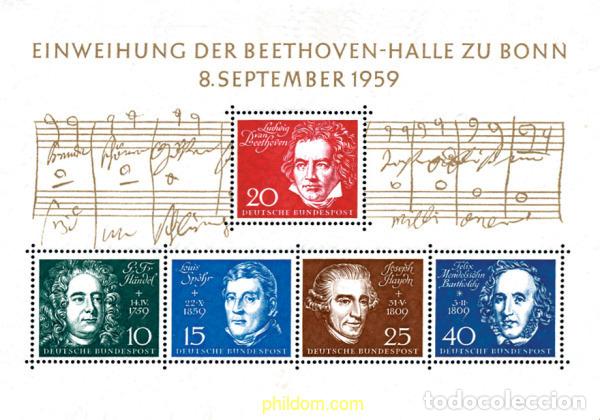 Sellos: 64893 MNH ALEMANIA FEDERAL 1959 INAUGURACION DEL BEETHOVEN-HALLE DE BONN