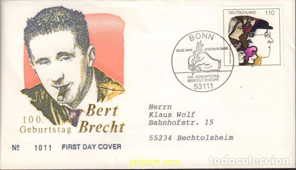 Sellos: 406658 MNH ALEMANIA FEDERAL 1998 CENTENARIO DEL NACIMIENTO DE BERTOLT BRECHT