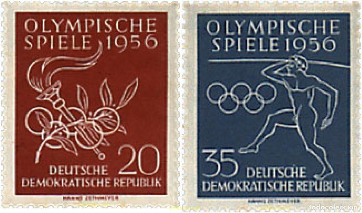 Sellos: 199603 HINGED ALEMANIA DEMOCRATICA 1956 16 JUEGOS OLIMPICOS VERANO MELBOURNE 1956