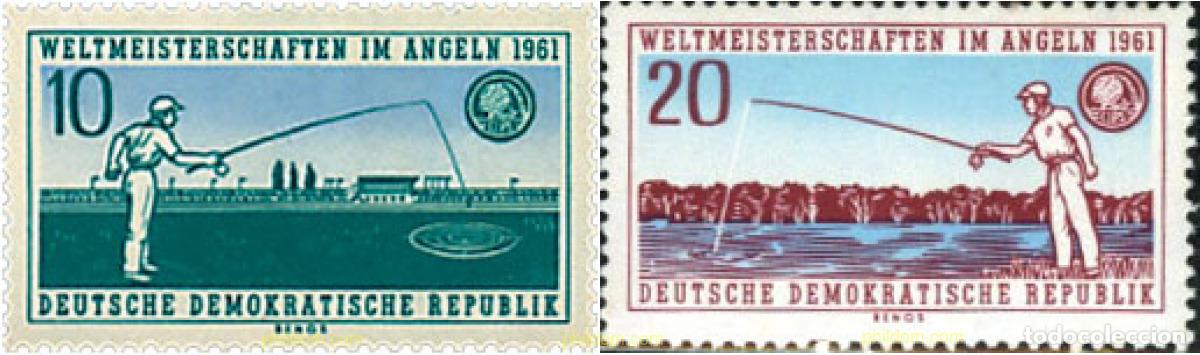 Sellos: 64481 MNH ALEMANIA DEMOCRATICA 1961 CAMPEONATO MUNDIAL DE PESCA EN DRESDE