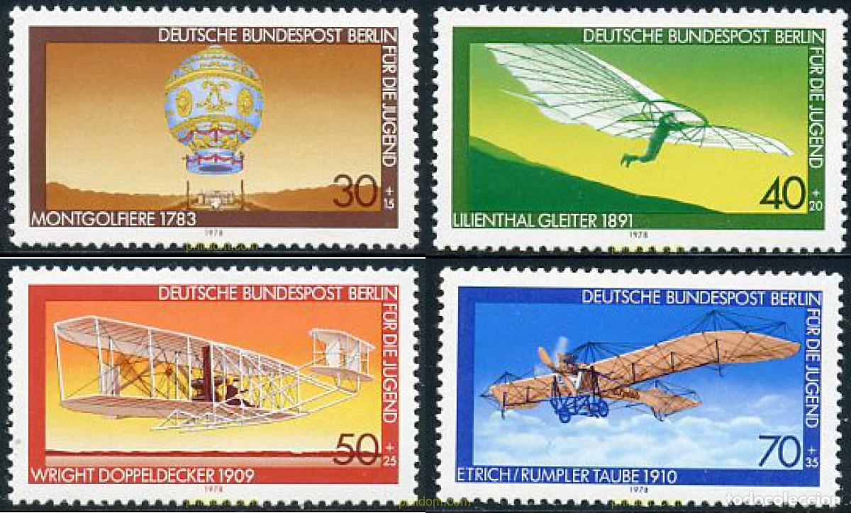 Sellos: 587868 MNH ALEMANIA. Berl&iacute;n 1978 PIONEROS DE LA AVIACION
