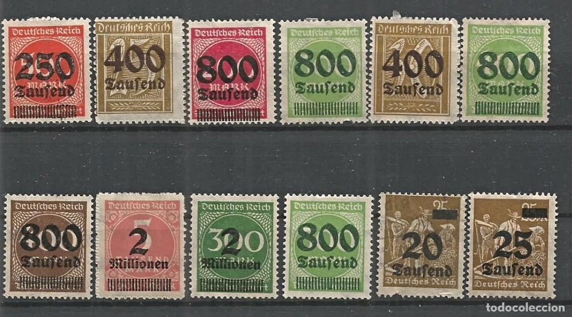 Sellos: ALEMANIA IMPERIO - 1923 - LOTE DE 12 SELLOS NUEVOS - SOBRECARGADO