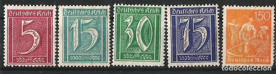 Sellos: ALEMANIA IMPERIO - 1922 - LOTE DE 5 SELLOS NUEVOS - SERIE BASICA