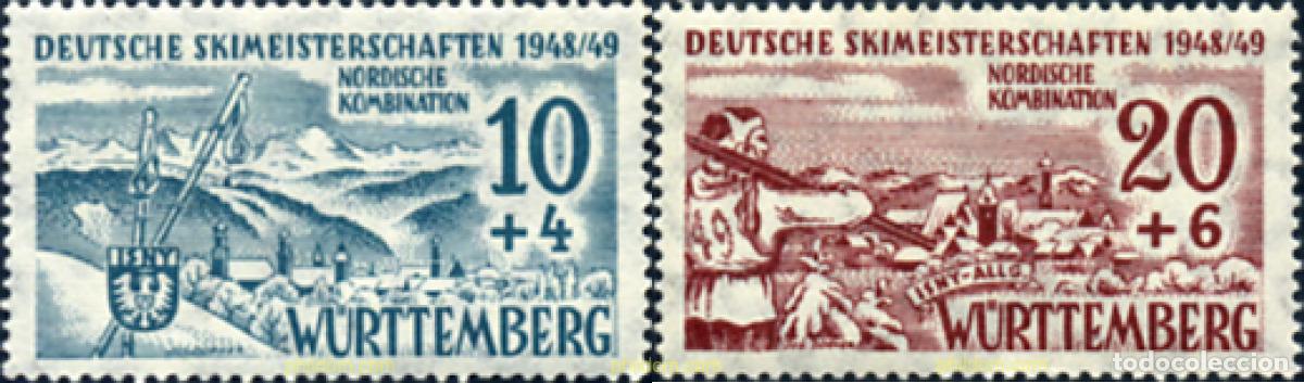 Sellos: 53210 MNH ALEMANIA. Wurttemberg franc&eacute;s 1949 CAMPEONATOS ALEMANES DE ESQUI EN ISNY