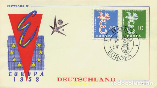 Sellos: 23467 MNH ALEMANIA FEDERAL 1958 EUROPA CEPT. FACTOR DE PAZ Y FUENTE DE BIENESTAR