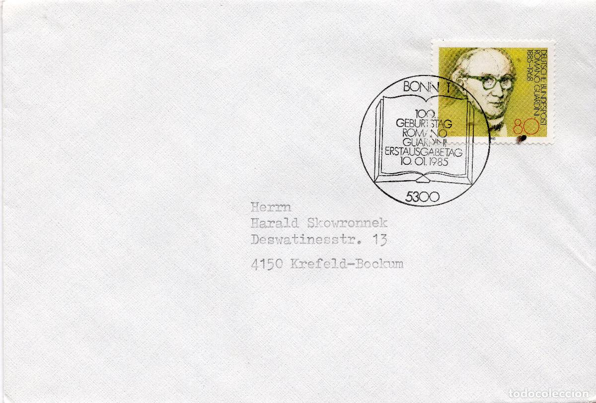 Sellos: ALEMANIA FEDERAL 1985 CARTA FDC MICHEL DE 1237