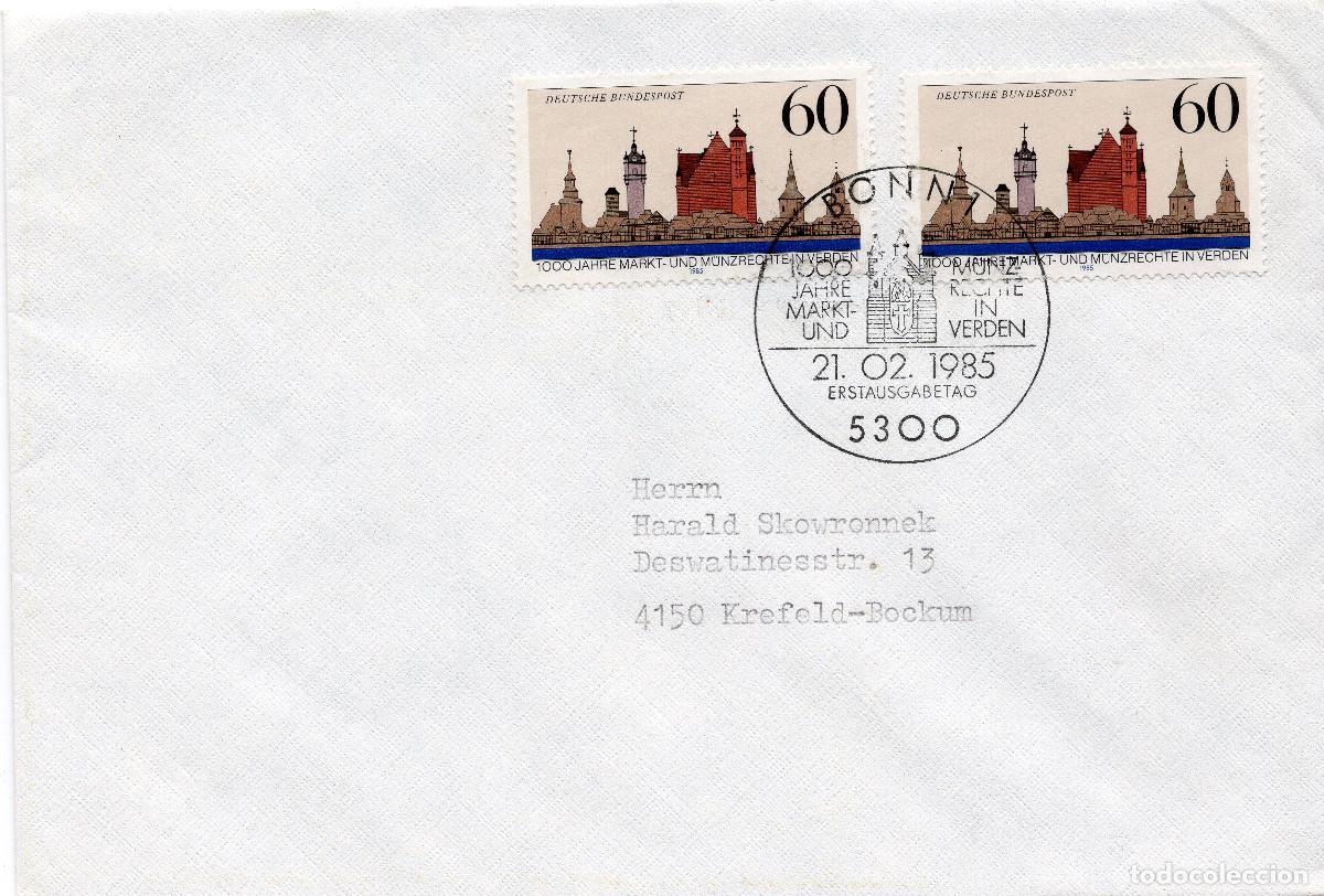 Sellos: ALEMANIA FEDERAL 1985 CARTA FDC MICHEL DE 1240