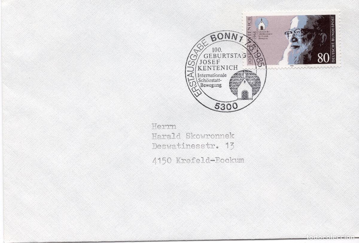 Sellos: ALEMANIA FEDERAL 1985 CARTA FDC MICHEL DE 1252