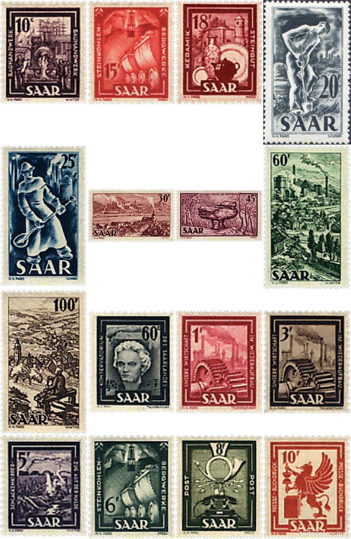 Sellos: 262083 HINGED ALEMANIA. Sarre 1949 INDUSTRIAS Y PAISAJES